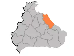 Map of Kangwon showing the location of Tongchon