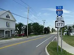 New York State Route 177 westbound heading through Adams Center
