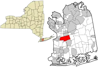 Location in Nassau County and the state of New York