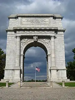 National Memorial Arch, a Revolutionary War memorial in Valley Forge National Historical Park, Chester County, Pennsylvania, USA