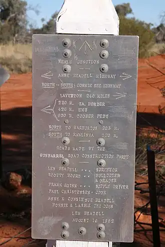 Neale Junction - Len Beadell marker