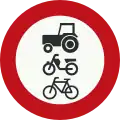 C9: No access for riders, cattle, wagons, agricultural vehicles, microcars, bicycles, mopeds or invalid carriages