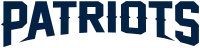 The Patriots' wordmark used since 2013. A version with a small "Flying Elvis" underneath the block letters is also commonly seen, such as in the end zone of Gillette Stadium