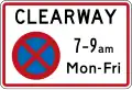 Clearway (No Stopping) (with single peak time)
