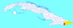 Niceto Pérez municipality (red) within Guantánamo Province (yellow) and Cuba