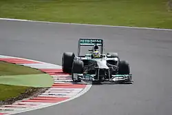 Mico Rosberg driving into a turn