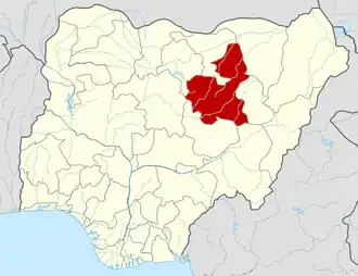 Map of Nigeria showing Bauchi State