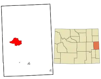 Location in Niobrara County and the state of Wyoming.