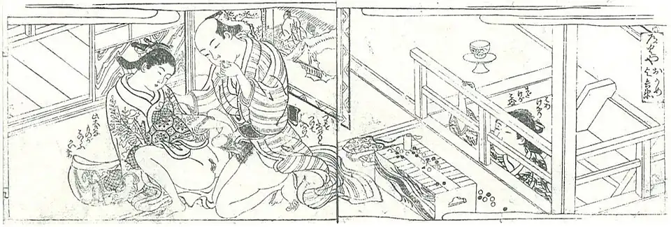 From Nure-sugata Aizomekawa, Nishikawa Sukenobu, 1722