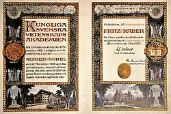 A heavily decorated paper with the name "Fritz Haber" on it.