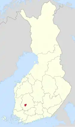 map of Finland with Nokia Finland in red, located in the southwest part of the country