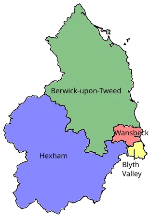 Map of parliamentary constituencies in Northumberland 2010-2024