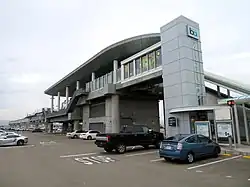 The exterior of Oakland International Airport station, 2018