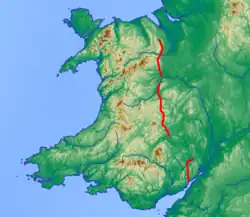 Image 30Offa's Dyke (Clawdd Offa) Map. (from History of Wales)
