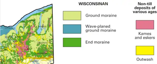 Geological map of surface glacial features