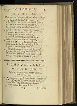 Olney Hymns, showing the first stanza of what became Amazing Grace.