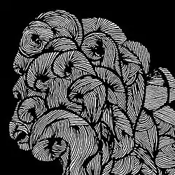 An abstract monochrome drawing of waves.