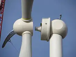 One Energy in Findlay, OH assembles one of their permanent magnet direct-drive wind turbines.