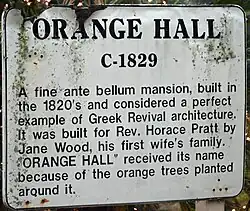 Sign at Orange Hall