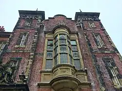 Oriel window and turrets