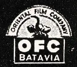 Black and white text, reading "Oriental Film Company". There is a picture of an elephant