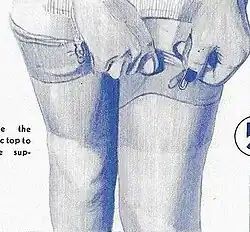 Illustration of Shadowthin Elastic Stockings, a hosiery product that was manufactured by the company
