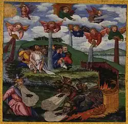 Image 20The Giving of the Seven Bowls of Wrath / The First Six Plagues, Revelation 16:1–16. Matthias Gerung, c. 1531 (from List of mythological objects)