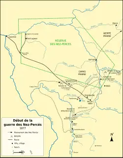 Topographical map showing rivers and belligerent positions.