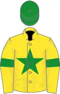 Yellow, green star, armlets and cap