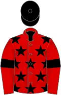 Red, black stars, armlets and cap