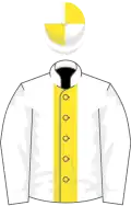 White, yellow panel, quartered cap
