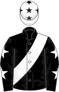 Black, White sash, Black sleeves, White stars, White cap, Black stars