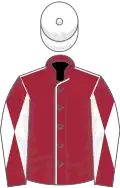 Maroon, white seams, white and maroon diabolo on sleeves, white cap