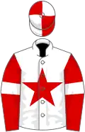 White, red star, red sleeves, white armlets, quartered cap
