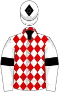White, red diamonds, black armlets and diamond on cap