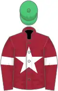 Maroon, white star and armlet, emerald green cap