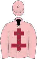 Pink, maroon cross of lorraine