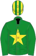 Green, yellow star, striped cap