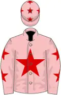 Pink, red star, stars on sleeves and cap
