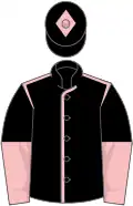 Black, pink seams, halved sleeves and diamond on cap