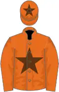 Orange, brown star on body and cap