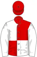 Red and white (quartered), white sleeves, red cap