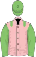 Pink, light green epaulets, sleeves and cap