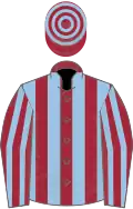 Maroon and light blue stripes, hooped cap