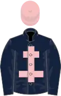 Dark blue, pink cross of lorraine and cap