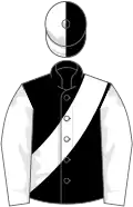Black, white sash and sleeves, halved cap