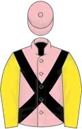 Pink, black cross belts, yellow sleeves