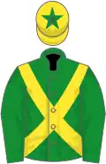 Green, yellow cross-belts, yellow cap, green star