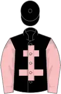 Black, pink cross of lorraine and sleeves, black cap
