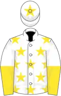 White, Yellow stars, Halved sleeves, White cap, Yellow star